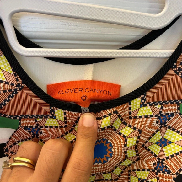 Clover Canyon Sleeveless Bodycon Neoprene Mini Dress Womens Sz Medium Made in US - Picture 3 of 5